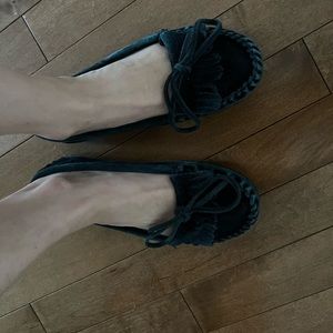 Black Suede Manitobah Mukluks moccasins
